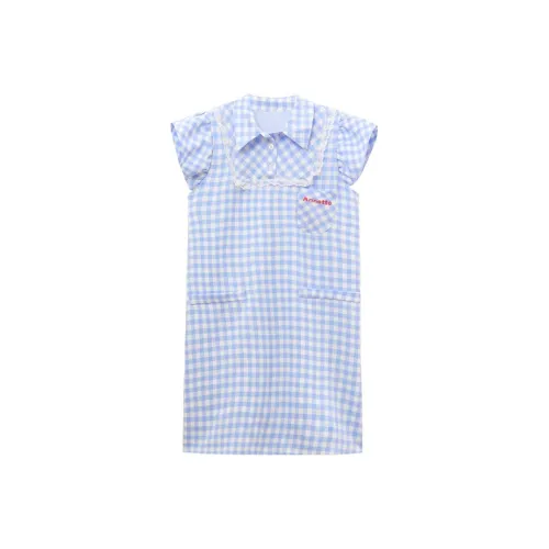 MIMOSA CHUR Короткий рукав Платье Женское Синие клетка