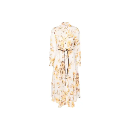 Zimmermann SS24 Длинное платье с длинными рукавами женское оранжевое