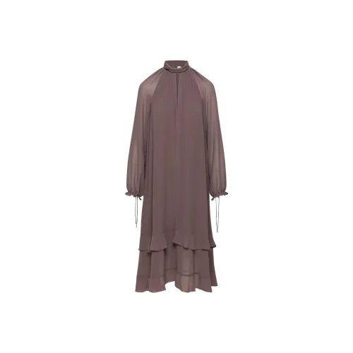 ARITZIA WILFRED Audrey Платье Длинное с длинными рукавами Платье Женское Дымчатый баклажан Дымчатый баклажаново-фиолетовый