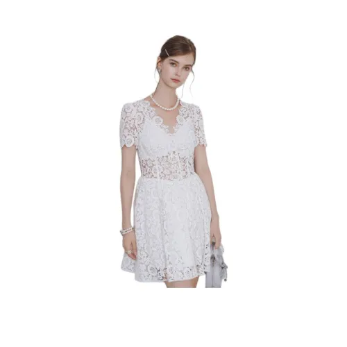 AIVEI Короткое платье с короткими рукавами женское белое