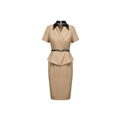 ONE SHALLOW Короткий рукав Платье Женское Хаки