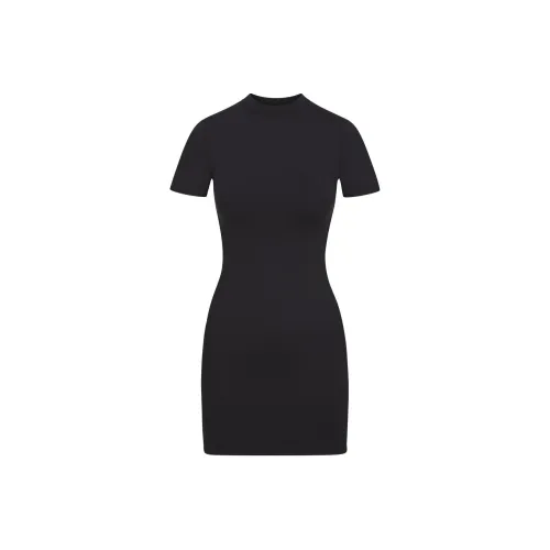 Skims Черные Женские Короткие Платья с Рукавами