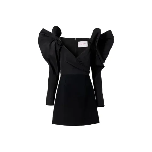 CarolinaHerrera FW24 Длинное платье с длинными рукавами женское черное