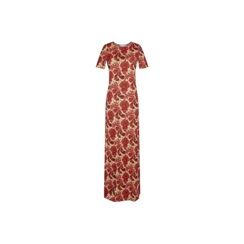 Paco Rabanne Винтажное красное женское короткое платье с рукавами