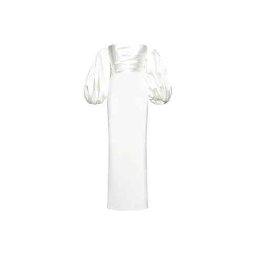 SOLACE LONDON Длинное платье с длинными рукавами женское белое