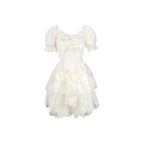 CHARM GLOW Короткий рукав Платье Женское Абрикосовое