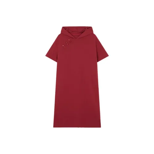 Mo Han Yi Mei Короткий рукав Платье Женское Красное