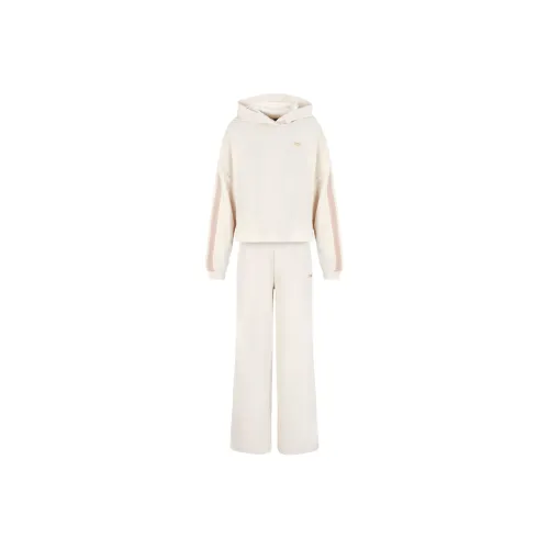 EMPORIO ARMANI EA7 FW24 Свитшот Комплект Женский Экрю