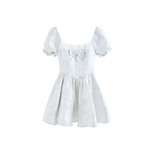 Blovelan Короткий рукав Платье Женское Масляные Картины Синий