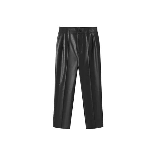 MOSIIMORII Кожаные брюки женские черные