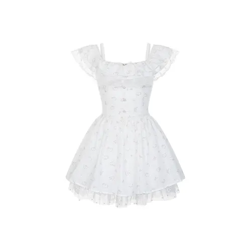 PAVLISOVA Короткое платье с короткими рукавами женское цветочный пасторальный