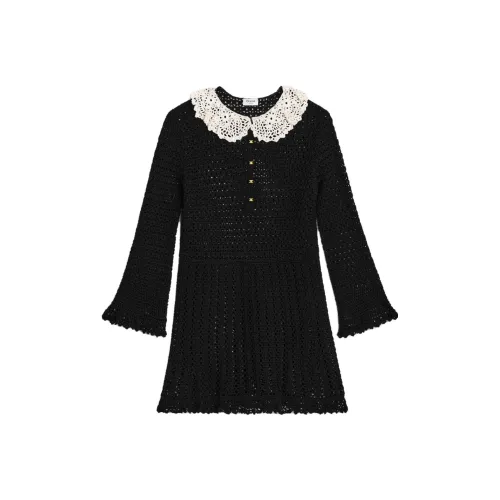 CELINE SS23 Длинное Платье с Длинными Рукавами Женское Черное