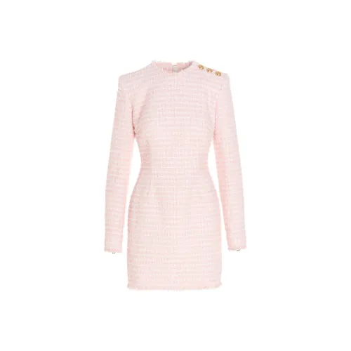 BALMAIN Розовые Женские Длинные Платья с Рукавами