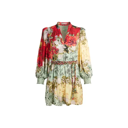 ALICE+OLIVIA FW24 Длинное платье с длинными рукавами женское многоцветное