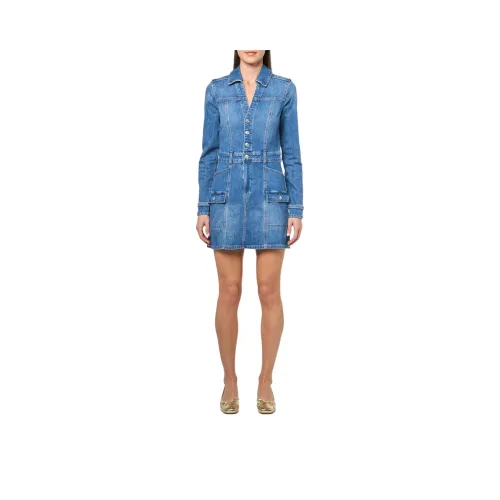 PAIGE Длинное платье с длинными рукавами женское синее