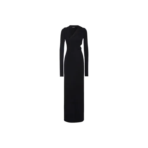 VERSACE Черное Женское Длинное Платье с Рукавами