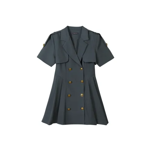 EIDOLON GRAIN Короткий рукав Платье Женское Серое