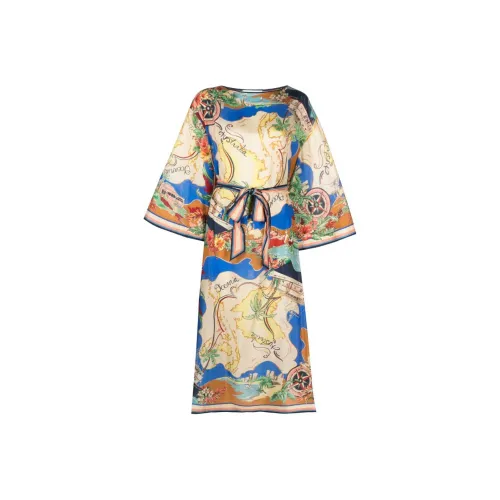 Zimmermann SS24 Длинное платье с длинными рукавами женское многоцветное