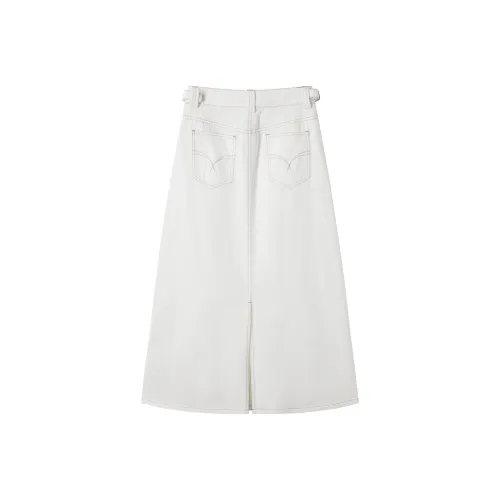 DIALOGUE Деним Длинный Юбка Женская Белая Деним