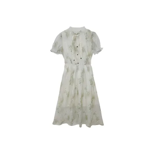 MITX Короткий рукав платье женский белый