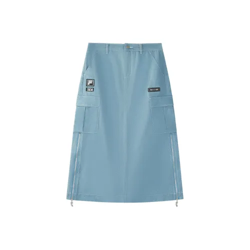 FILA FUSION Деним Длинный Юбка Женские Relaxed Синий