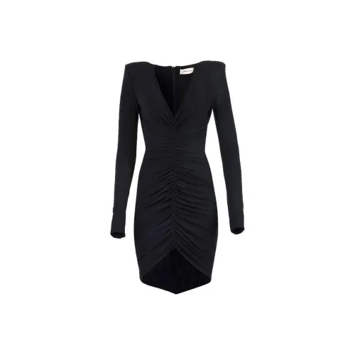 Alexandre Vauthier Черное Женское Длинное Платье с Рукавами