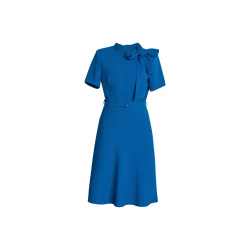 ROEYSHOUSE Короткий рукав Платье Женское Павлин Синий