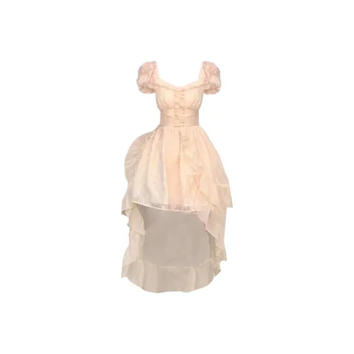 Incolore Короткий рукав платье женское абрикосовое