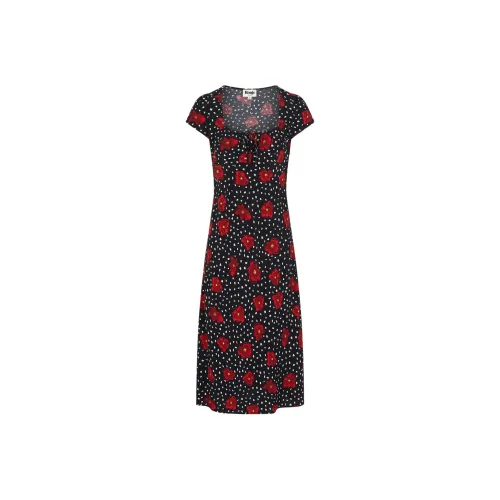 Rouje Ines Платье Короткое с короткими рукавами Женское Черное Красное