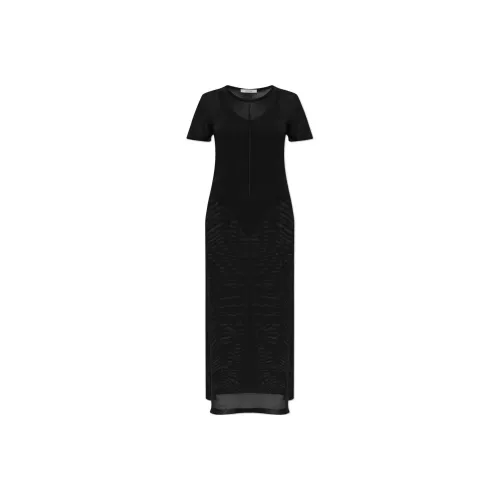 Lemaire Короткое платье с короткими рукавами женское черное