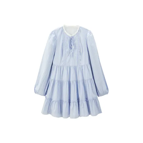 LEDIN Длинное платье с длинными рукавами женское синие полосы