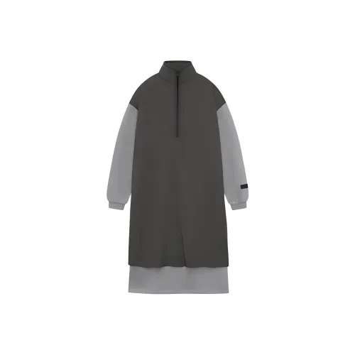 Fear of God Essentials Чернильно-черный/Чернила/Темно-пшеничный серый/Темно-пшеничный серый Женские Длинные Платья с Рукавами