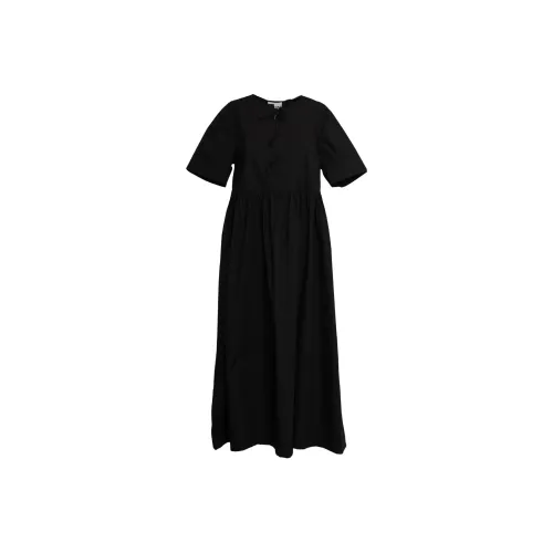 GANNI Короткое платье с короткими рукавами женское черное