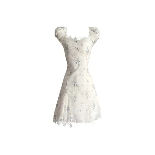 MOPB Короткий рукав Платье Женское Цветочное Длинное