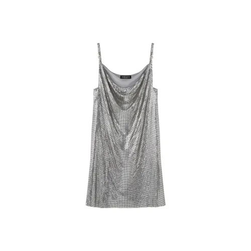 VERSACE Slip Платье Женское Серебристое