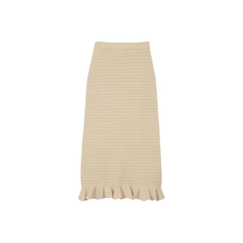Sandro KNIT Длинная Юбка Женская Бежевая Желтая