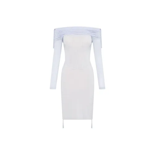 DION LEE Blue Женские Длинные Платья с Рукавами