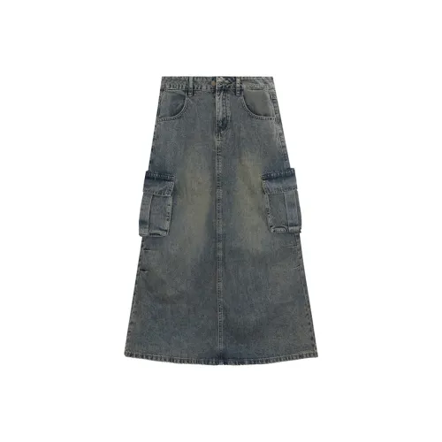 Dreamcore Denim Long Skirt Women's Concrete Gray