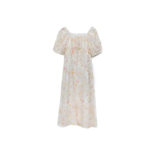 PASSCODIO Короткий рукав Платье Женское Желтое