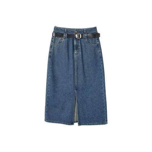 XIANGYING Деним Длинная Юбка Женская Синяя