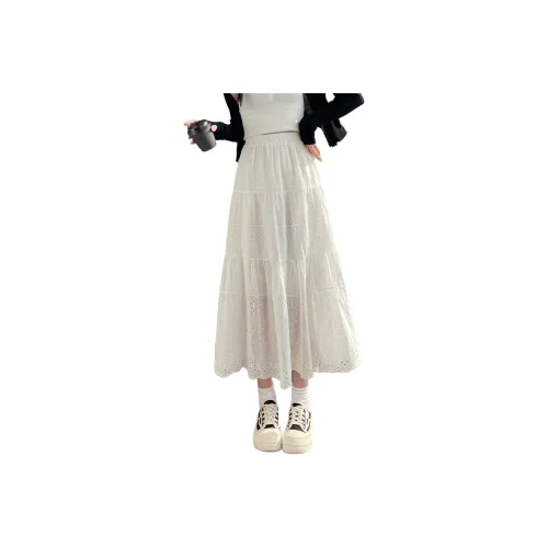 SITOL Деним Длинная Юбка Женская Белая