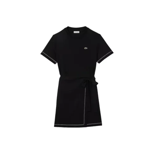 LACOSTE Черное Женское Платье с Коротким Рукавом