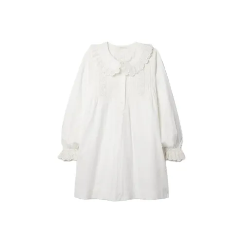 DOEN Длинное платье с длинными рукавами женское белое