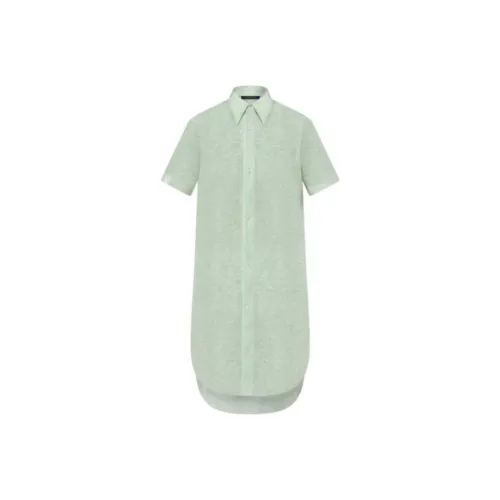 LOUIS VUITTON Короткое платье с короткими рукавами женское зеленое