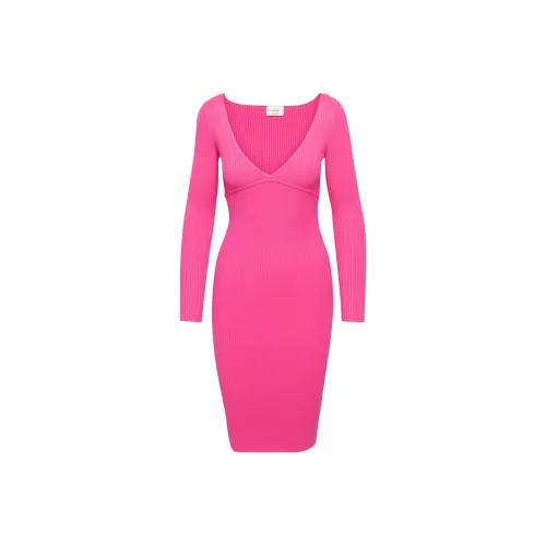 ARITZIA WILFRED Gabrielle Платье Длинное с длинными рукавами Женское VITAL Розовый Ярко-розовый Красный