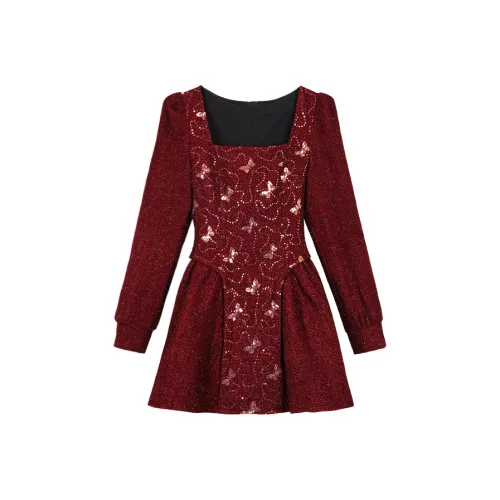 Sorrow Matsumoto Длинное платье с длинными рукавами женское красное