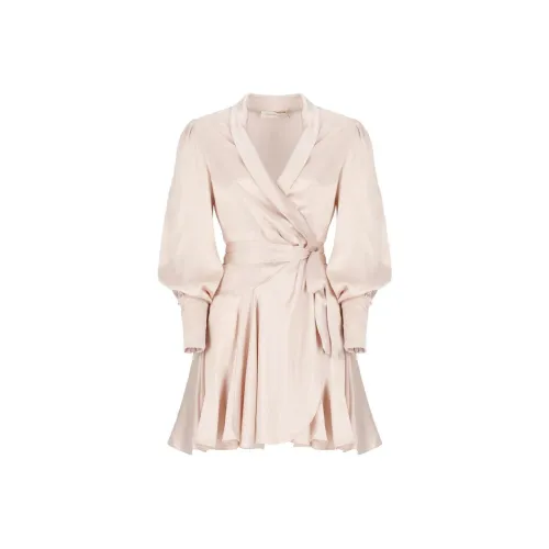 Zimmermann Длинное платье с длинными рукавами женское светло-розовое