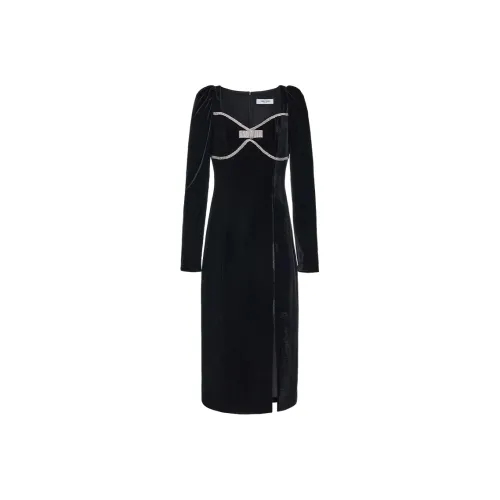 TAMMY TANGS Длинное платье с длинными рукавами женское черное
