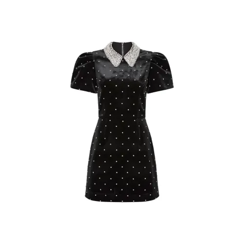 REBECCA VALLANCE SS24 Короткое платье с короткими рукавами женское черное