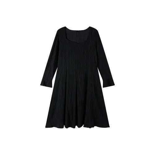 HTHK Длинное платье с длинными рукавами женское черное